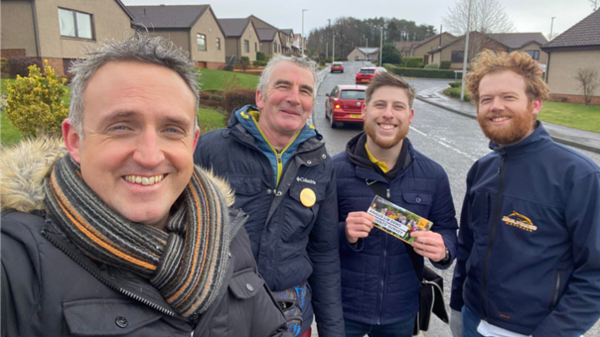 Alex Cole-Hamilton in Angus with some of our team